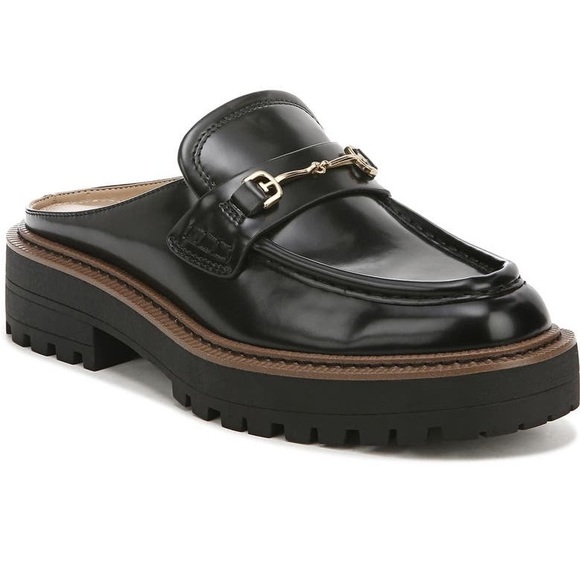 SOLD!! Sam Edelman Black Lennon Lug Sole Buckle Mule Loafer size 6 - Picture 4 of 14